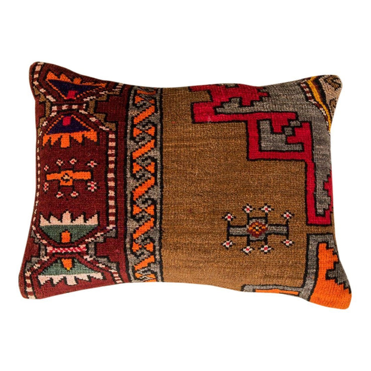 Luxury Wool Red & Brown Sofa Pillow